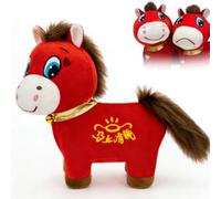 Peluche Cheval du Nouvel an Mascotte Décorations Festives Poupée Cheval en Peluche pour Bureau, Meuble TV, Étagère, Salon Style B 25cm