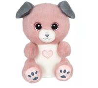 Peluche chien - GIPSY TOYS - CANDY - rose poudré et gris - 23 cm - cœur sur le ventre