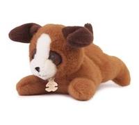 Peluche chien marron allongee lestee - Les P'tits Relax - 22 cm Marron