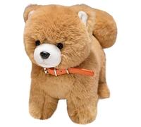 Peluche Chien, Peluche Douce Et Câline avec Collier Chiot Shiba Inu Réaliste Jouet pour Enfants Et Adultes(Brown,35cm/13.8in)