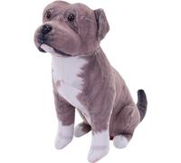 Peluche chien Pitbull avec son gris - 18 cm