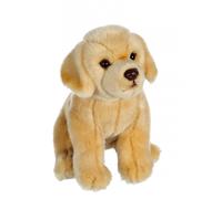 Peluche chien réaliste assis, labrador 25 cm beige TU