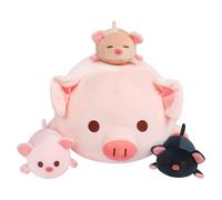 Peluche cochon Achwishap 19,6 cm avec 3 peluches cochons, 4 pi ces, adorable oreiller en peluche cochon, jouets Kawaii, oreiller doux pour enfant