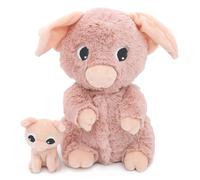 LES DÉGLINGOS Les PTIPOTOS by Peluche Maman Bebe - Toute Douce - Cadeau Naissance - BARBEKIOU Cochon Maman & Bebe Rose - 25CM