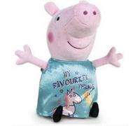 Peluche cousine de peppa pig : chloe robe turquoise licorne 32 cm - peluche licence - cochon - doudou enfant G