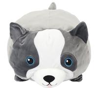 Peluche coussin en polyester personnage chien 30x30 cm collection PETS gris aux yeux bleus