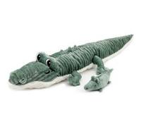 Peluche crocodile Croketou maman et son bébé vert Noir