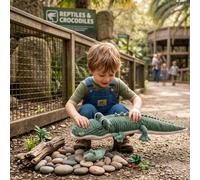 PTIPOTOS by Les DEGLINGOS - Peluche Croketou le Créocodile Maman/Bébé 57 cm Vert Ultra douce