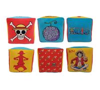 HÔMADICT Coussin One Piece Lufy Cube 6 Face – Doux et Moelleux 25 x 25 cm – Licence Officielle