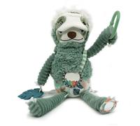 LES DEGLINGOS - Peluche d'activité Nomade Chillos le paresseux - Vert - Jouet d'éveil pour bébé - Idée cadeau - Dès la naissance - 36 cm