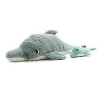 Déglingos Peluche Les Ptipotos Tofou Le Dauphin Maman bébé, toute douce, vert menthe 54 cm