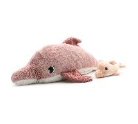 Peluche Dauphin rose maman bébé Ptipotos Les Déglingos