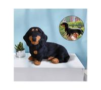 Peluche de Chien Teckel Assis, Simulation Réaliste, Jouet en Peluche Noir, Cadeaux pour Enfants, Décoration de Maison ou de Voiture, Ornements B