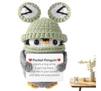Peluche de, Jouet de Noël tricoté Mignon, Cadeau Amusant et inspirant, Pingouin Fait à la Main, avec Carte de Message Positive, pour Le Bien-être Mental, émotionnel