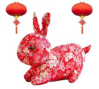 Peluche de Lapin Chinois, Figurines de Lapin, décoration d'intérieur, Symbole Porte-Bonheur, Jouet de Animal Doux et Confortable, Animal en Peluche Lapin Durable et, Symbole Porte-bonheu