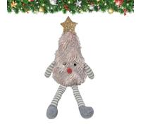 Peluche de Noël pour étagère mignonne mini figurine à collectionner de Noël | Poupée en peluche festive pour bureau étagère cheminée table bibliothèque bureau dort rose