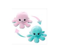 Peluche de pieuvre inversible, rose + bleu clair, 30 cm