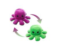 Peluche de pieuvre reversible, vert + violet, 20 cm