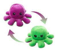 Peluche de pieuvre reversible, vert + violet, 20 cm