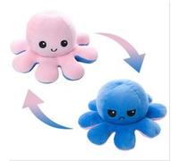 Peluche de poulpe inversible, rose + bleu, 20 cm