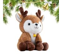 Peluche de renne de Noël douillette et douce à collectionner avec cloches | Peluche renne de Noël pour femmes, enfants, étudiants, canapé, fête, lit, salon