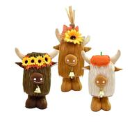 Peluche de vache des Highlands écossaise - 3 pièces mignonnes de 28 cm - Décorations d'automne - Gnome de bœuf des Highlands - Pour fête d'anniversaire, bureau, maison, jardin, cour, entrée, salon