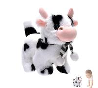 Peluche de vache, peluche de vache en peluche, Moo Nodding Head Jouet de vache électrique, Jouet d'apprentissage et éducatif, peluche de vache qui marche à piles avec queue agitée pour l'école à domic