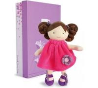 Jolijou - Poupée Tendre Brune - Lollipop - Boite Cadeau - 28 Cm - Bouclettes à Manipuler - Robe Rose et Chaussons - Idée Cadeau de Naissance Fille - DC3133