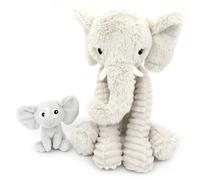 Déglingos Peluche Maman Bébé DIMOITOU L'éléphant Toute douce Cadeau naissance 24 cm Gris clair