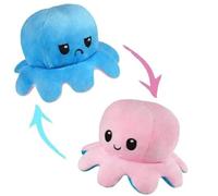 Peluche double face pieuvre rose/bleu 20 x 10 cm