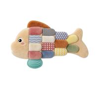 Peluche douce à la main, poisson froissée, compagnon d'apprentissage de 12,40 x 8,27 pouces avec texture interactive, jouet sensoriel en tissu, jouet éducatif avec fonction câlin, accessoire de