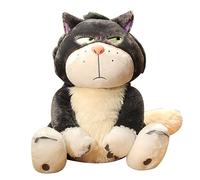 Peluche douce et mignonne pour chat Lucifer pour enfants et adolescents, poupée de compagnie Cendrillon, poupée en peluche, décoration de canapé pour la maison, cadeaux d'anniversaire,Grey-30cm