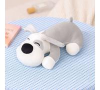 Peluche Douce Et Mignonne Pour Chien Papa, Poupée Chiot, Poupée Pour Enfants, Poupée Marionnette Réconfortante Chien Couché Gris - 35 Cm (0,2 Kg)