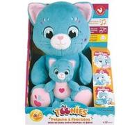 Peluche douce - JEMINI - TOONIES - Maman Chat intéractive et son bébé - +/- 26 cm - 6 fonctions Multicolore