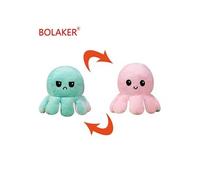 Peluche douce pieuvre réversible BOLAKER® 20cm, Rose et vert clair
