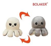 Peluche douce pieuvre réversible BOLAKER® 20cm, Beige et gris G