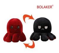 Peluche douce pieuvre réversible BOLAKER® 20cm, rouge et noir G