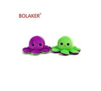 Peluche douce réversible poulpe violet et vert