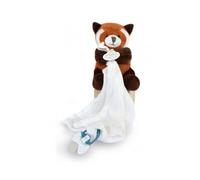 Peluche Doudou attache tetine Panda roux 12 cm, carre lange - Boite Cadeau - Naissance, bebe - Set Jouet Eveil et Carte animaux