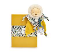 Doudou et Compagnie - BOH’Aime Lion Doudou Ocre Attache Sucette - Peluche Ultra Douce - avec Boîte Cadeau - Idée Cadeau Naissance Fille - Lavable en Machine - pour Bébé - DC4222