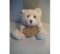 Peluche Doudou Ours Crème Assis Et Son Coeur 13 Cm Cp International
