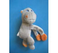 Peluche Doudou Singe Hippopotame Gris Orange Yeux Bleus Scratch 24 Cm Mob