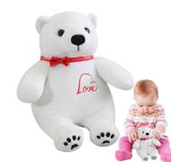 Peluche d'ours Polaire Blanc, Peluche avec,Jouet d'oreiller pour Peluche Douce | Fun 9.45 Pouces en Peluche Animal en Peluche avec nœud pour, Compagnon de Voyage