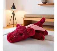 Peluche Dragon Grande 60cm 1.8kg Mignon Aggravée Rouge Dragon Peluche Lestée Kawaii Doux Anti Anxiété Oreiller d'animaux Idéal pour Fête des Mères Anniversaire Fête Cadeau