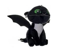 Peluche Dragon Noir vifagile 37 cm Yeux Verts - Eclair Nocturne - Figurine pour Dragons 3 - Set Jouet Garcon + Carte Tigre