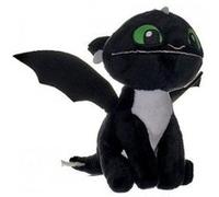 Peluche dragons : bébé dragon noir vifagile 37 cm yeux vert - peluche licence dragons - doudou enfant