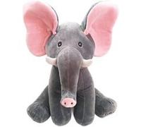 Peluche Éléphant Coucou Couverture Yeux, Chant et Musique, Gris Rose, 32 cm - Doudou Sensoriel