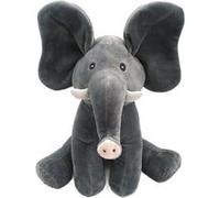 Peluche Éléphant Coucou Couverture Yeux, Chant et Musique, Intégralement Grise, 32 cm - Doudou Sensoriel