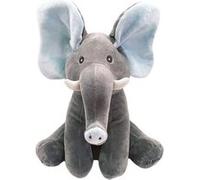 Peluche Éléphant Coucou Couverture Yeux, Chant et Musique, Oreilles Gris Bleu, 32 cm - Doudou Sensoriel