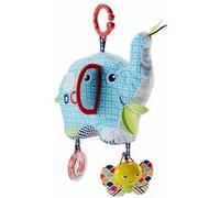 Peluche elephant d activites bleu 20 cm fisher price : textures variees, hochet, miroir, grelot - eveil bebe Bleu G